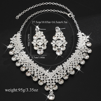 Set nakita: Ogrlica i naušnice od legure, elektroplatiranje, privjesak: kristal, oblik: srce/kapljica/zvonić