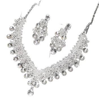 Set nakita: Ogrlica i naušnice od legure, elektroplatiranje, privjesak: kristal, oblik: srce/kapljica/zvonić