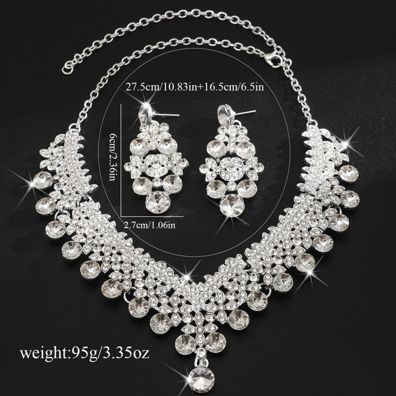 Set nakita: Ogrlica i naušnice od legure, elektroplatiranje, privjesak: kristal, oblik: srce/kapljica/zvonić