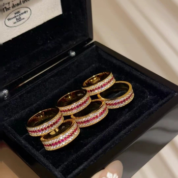 Set inel și colier cu rubin, din argint S925, placat cu aur real, lanț obișnuit