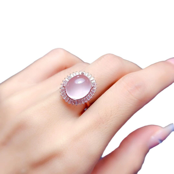 Set de bijuterii din argint 925, cuarț roz natural, pandantiv oval, colier și brățară, motif stele/soare și lună/univers