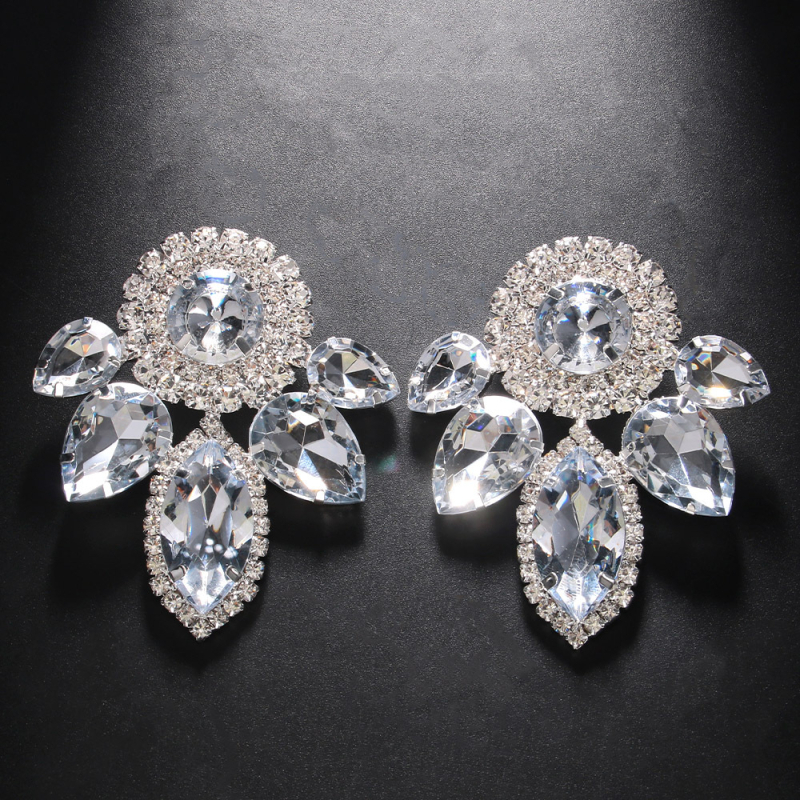 Set nakita od kristala: ogrlica i naušnice s višestrukim motivima kapljice vode i ljubavi, elektroplatirani lanac