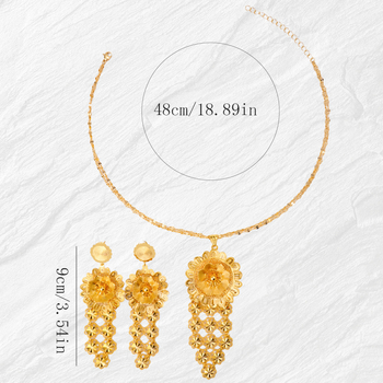 Set ogrlice i naušnica od legure s elektroplatiranjem, O- lanac, uzorak biljaka i cvijeća; Materijal: legura; Obrada: elektroplatiranje; Set: naušnice+ogrlica; Lanac: O- lanac