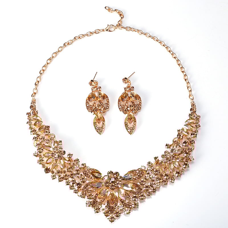 Ženski set ogrlice i naušnica, legura, lanac s kapljicom, privjesak od legure, uzorci: srce, kap voda, zvono, retro književno-umjetnički stil