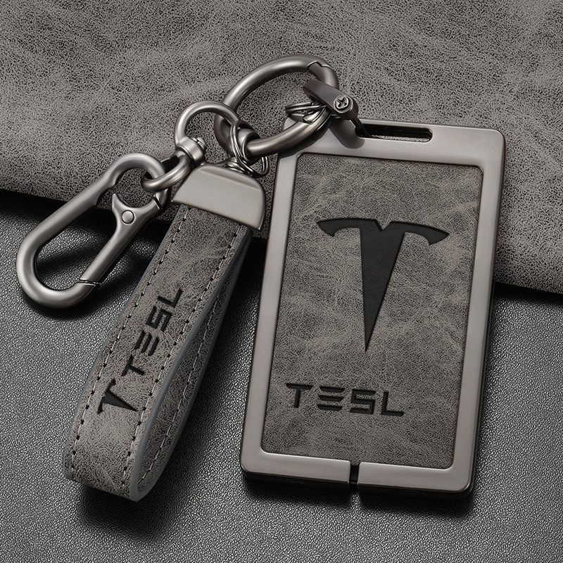 Husă pentru card cheie Tesla Model 3 - aliaj zinc + piele, stil simplu, personalizabil