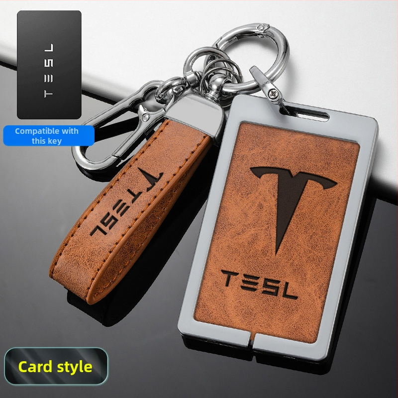 Husă pentru card cheie Tesla Model 3 - aliaj zinc + piele, stil simplu, personalizabil