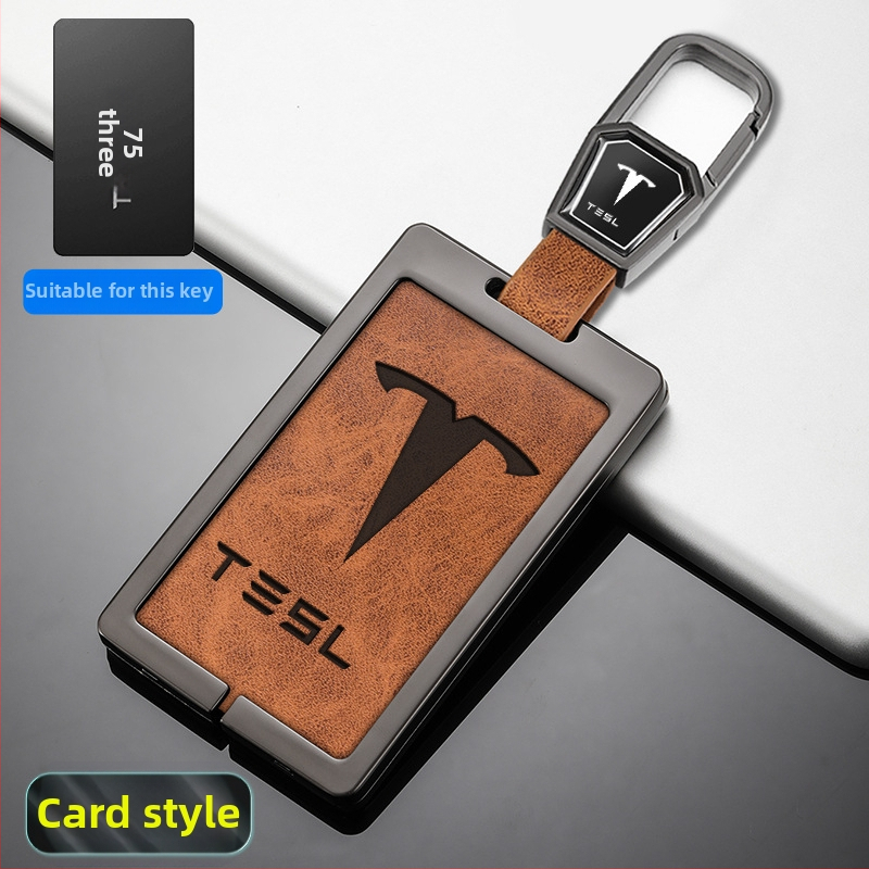 Husă pentru card cheie Tesla Model 3 - aliaj zinc + piele, stil simplu, personalizabil