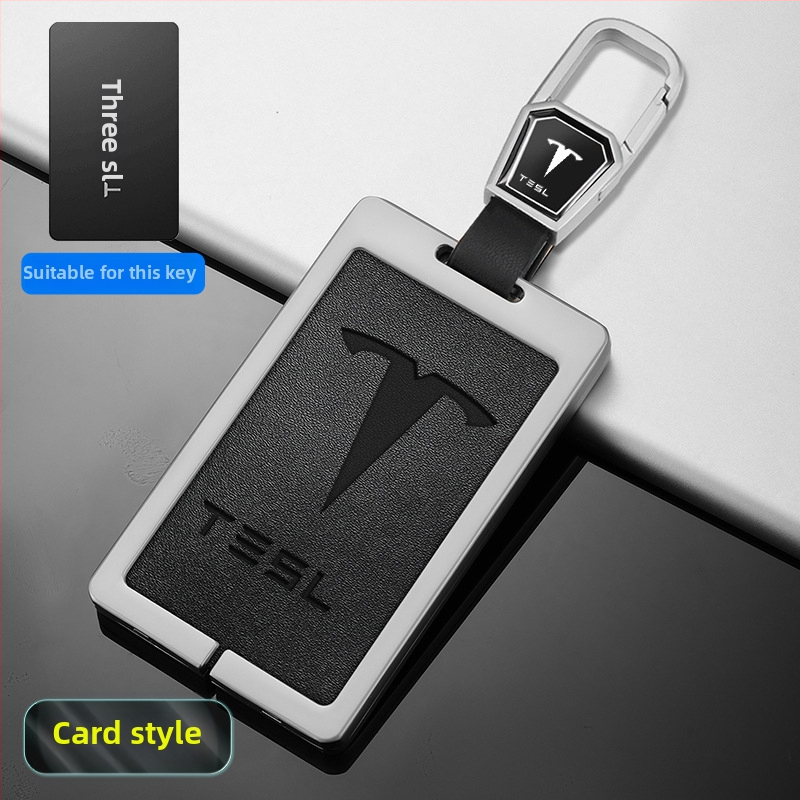 Husă pentru card cheie Tesla Model 3 - aliaj zinc + piele, stil simplu, personalizabil