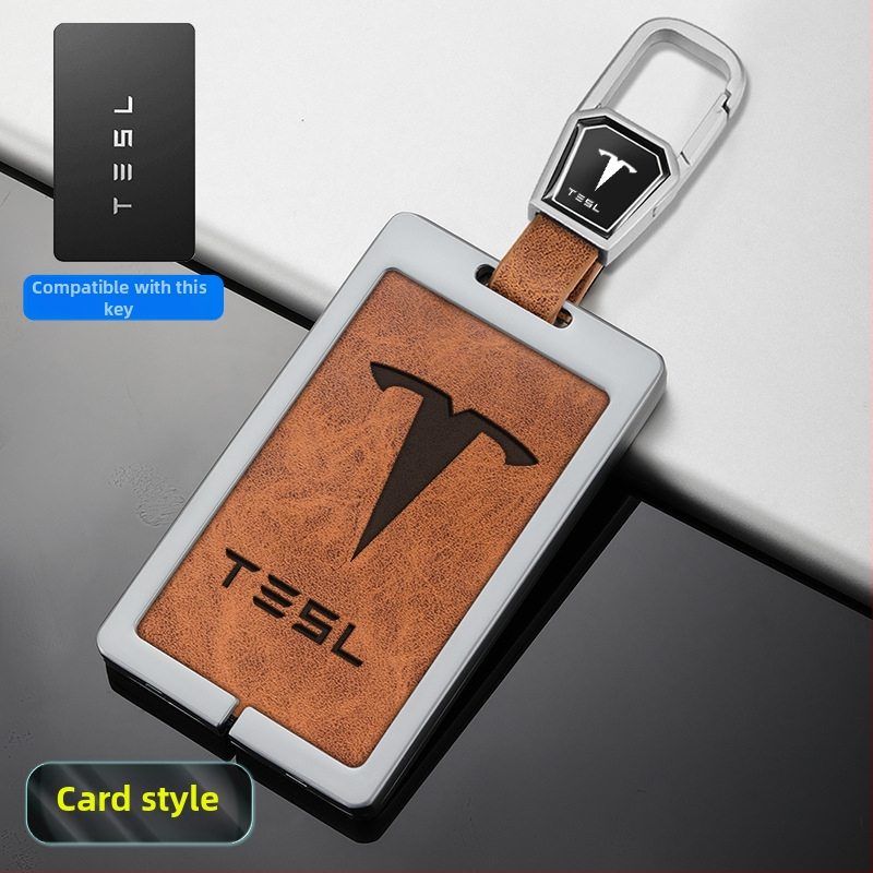 Husă pentru card cheie Tesla Model 3 - aliaj zinc + piele, stil simplu, personalizabil