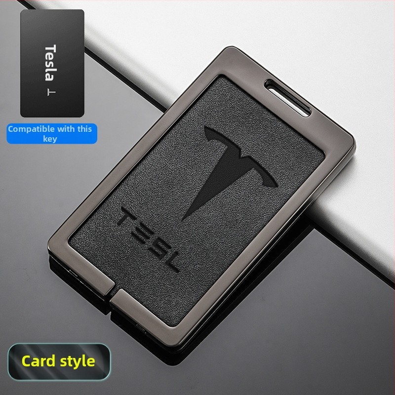 Husă pentru card cheie Tesla Model 3 - aliaj zinc + piele, stil simplu, personalizabil