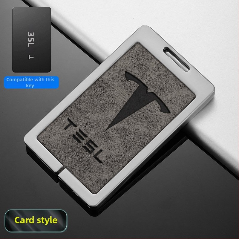 Husă pentru card cheie Tesla Model 3 - aliaj zinc + piele, stil simplu, personalizabil