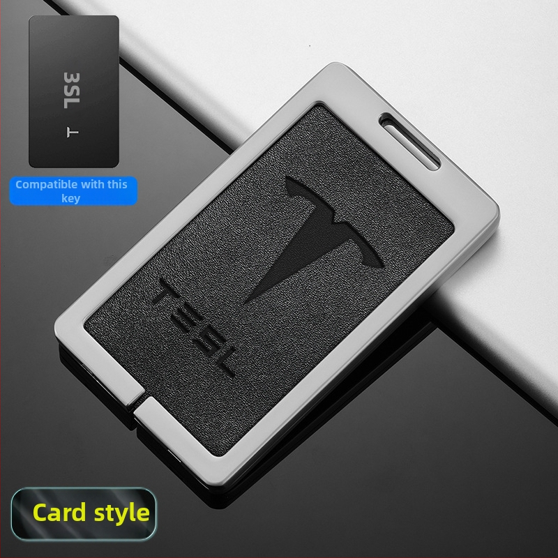 Husă pentru card cheie Tesla Model 3 - aliaj zinc + piele, stil simplu, personalizabil