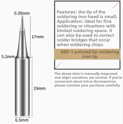 BAKON BK600 serijos bešvinis litavimo antgalis, 30 mm cilindrinė galva