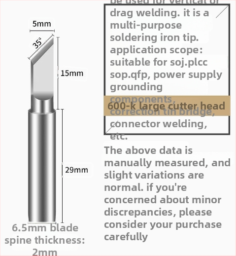 BAKON BK600 serijos bešvinis litavimo antgalis, 30 mm cilindrinė galva