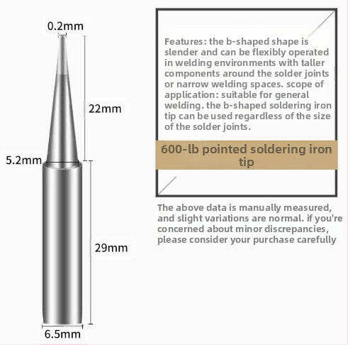 BAKON BK600 serijos bešvinis litavimo antgalis, 30 mm cilindrinė galva