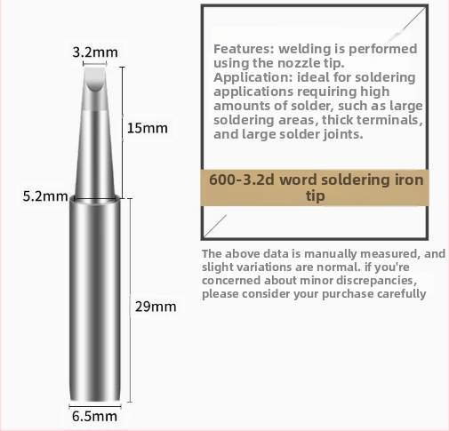 BAKON BK600 serijos bešvinis litavimo antgalis, 30 mm cilindrinė galva
