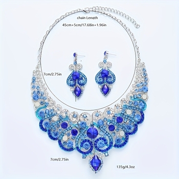 Set naušnica i ogrlice – legura, s dijamantnim postavljanjem, ogrlica u obliku O, privjesak od titan čelika