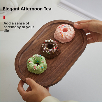 Tava ovală din lemn, stil japonez, masiv, stil modern minimalist, suprafață desenată manual, logo tipărit, personalizabil