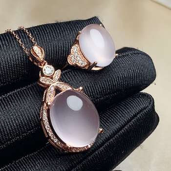 Set de bijuterii cu cristal pudră în argint 925, placare electroplată, model geometric, colier și brățară.