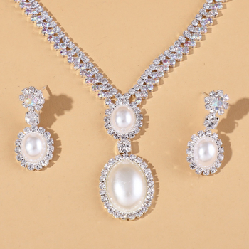 Set ogrlice i naušnica s lančićem za dekolte - rhinestones, regularni lanac, elektroplaterirano završetak, uzorak zvijezda/sunce i mjesec, ženski nakit