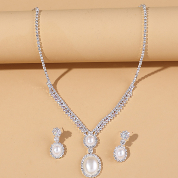 Set ogrlice i naušnica s lančićem za dekolte - rhinestones, regularni lanac, elektroplaterirano završetak, uzorak zvijezda/sunce i mjesec, ženski nakit