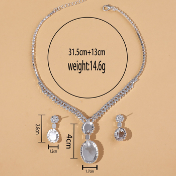 Set ogrlice i naušnica s lančićem za dekolte - rhinestones, regularni lanac, elektroplaterirano završetak, uzorak zvijezda/sunce i mjesec, ženski nakit