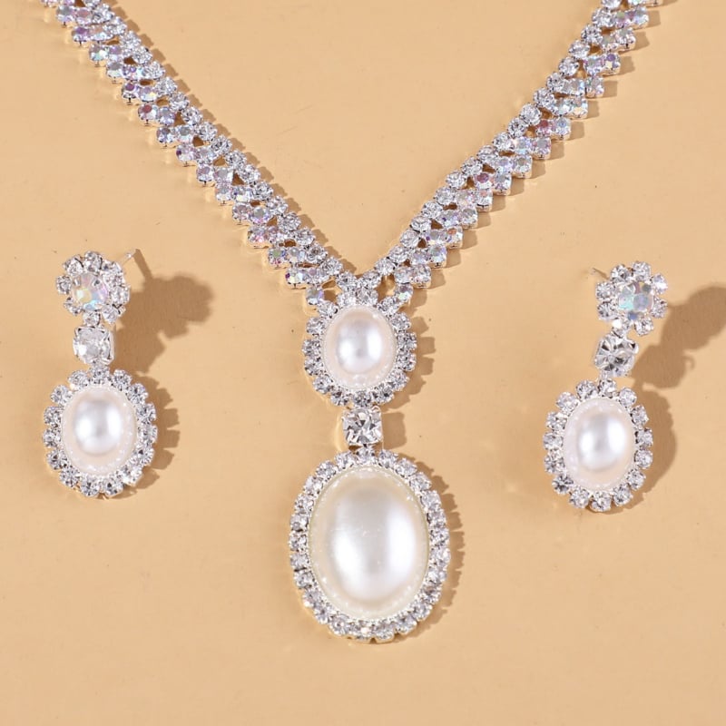 Set ogrlice i naušnica s lančićem za dekolte - rhinestones, regularni lanac, elektroplaterirano završetak, uzorak zvijezda/sunce i mjesec, ženski nakit