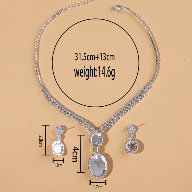 Set ogrlice i naušnica s lančićem za dekolte - rhinestones, regularni lanac, elektroplaterirano završetak, uzorak zvijezda/sunce i mjesec, ženski nakit