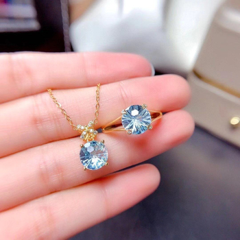 Set de bijuterii din argint 925, topaz încrustat, placare electrochimică, include colier și brățară, stil proaspăt și dulce