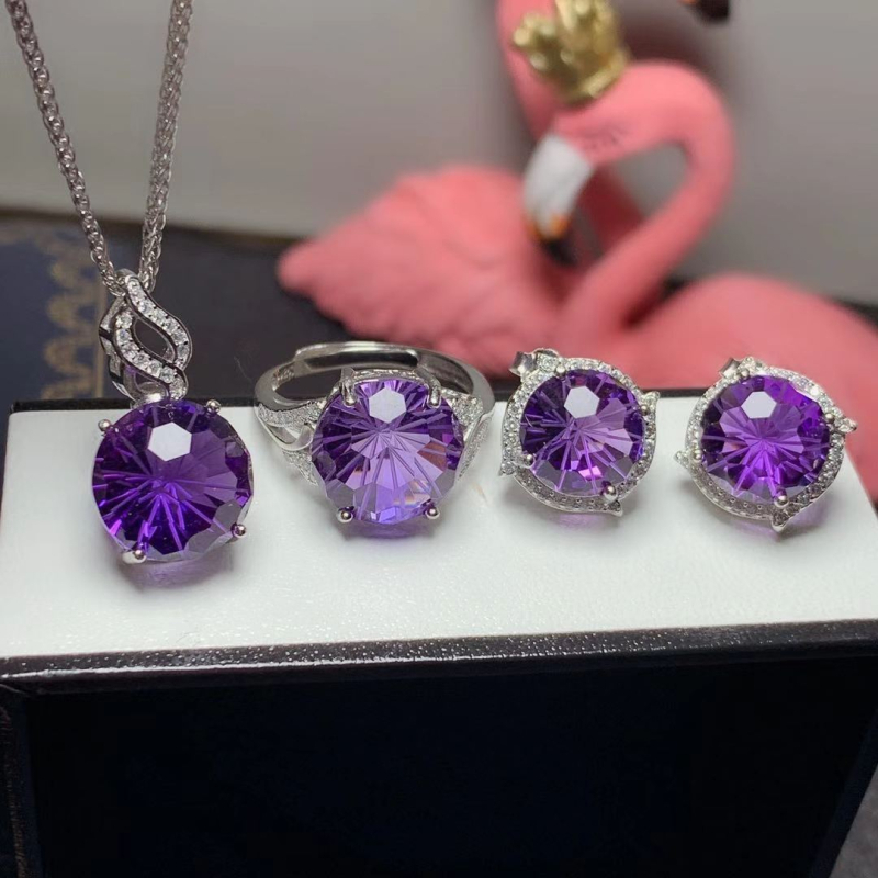 Set nakita: prsten, ogrlica s privjeskom, naušnice, narukvica; 925 srebro, elektroplatina, Uzorak: Ljubav / Kap vode / Zvono