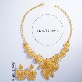 3D virágmotívumú nyaklánc és fülbevaló készlet, hullámlánccal, fém alapanyag, ötvözet medál, elektroplatolás