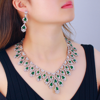 Réz nyaklánc és fülbevaló készlet cirkón medállal, elektroplat bevonattal, szabványos lánccal, szív/teardrop/csengő formájú mintákkal