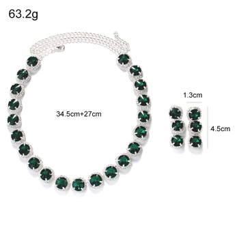 Strasszköves ékszerszett: nyaklánc és fülbevaló, elektroplakált felület, egyszerű stílus