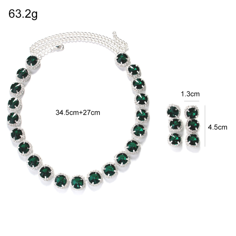 Strasszköves ékszerszett: nyaklánc és fülbevaló, elektroplakált felület, egyszerű stílus