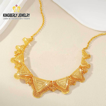 Комплект бижута: колие и обеци с флорални мотиви, 24K-покритие върху медна сплав, перлена нишка, пролет 2025