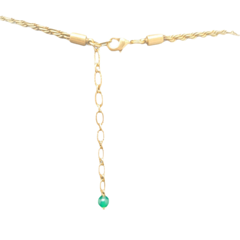 Ékszerszett: Vintage retro udvari stílus smaltált részletekkel és természetes kővel, réz alap, csavarodó lánc, sárgaréz medál (fülbevaló + nyaklánc)