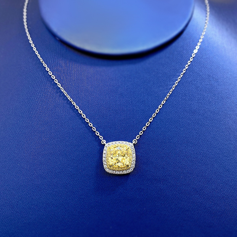 Colier din argint 925, pandantiv geometric multistrat cu micro-incrustatii de diamant, lanț reglabil 21–50 cm