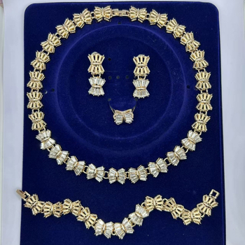 Set de bijuterii pentru nuntă: colier și cercei cu pandantiv din rhinestone, lanț din aliaj placat, design geometric, accente din sticlă/lapis lazuli