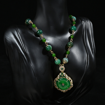 Ogrlica s privjeskom od prirodnog kamena, elektroplatiranje, višeslojni dizajn, običan lanac, duljina 31-40 cm