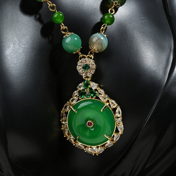 Ogrlica s privjeskom od prirodnog kamena, elektroplatiranje, višeslojni dizajn, običan lanac, duljina 31-40 cm