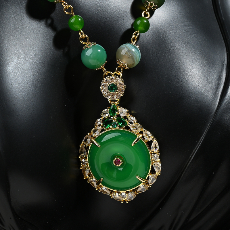 Ogrlica s privjeskom od prirodnog kamena, elektroplatiranje, višeslojni dizajn, običan lanac, duljina 31-40 cm