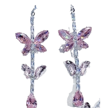 Колие с пеперуда и циркон, висулка от 925 сребро, клавикуларна верижка, изкуствен кристал, тегло 40 г