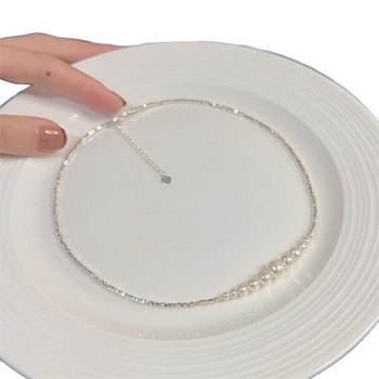 Κολιέ με μαργαριάρια γλυκού νερού, σχεδόν στρογγυλά, ασήμι 925, Zhi zhen