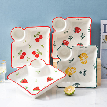 Πορσελάνινη πιατέλα για γεμιστά με διαχωριστικό, χειροποίητα ζωγραφισμένη σε ιαπωνικό στυλ, υλικό: νέο οστό πορσελάνης, δυνατότητα προσθήκης λογότυπου, κατάλληλο δώρο