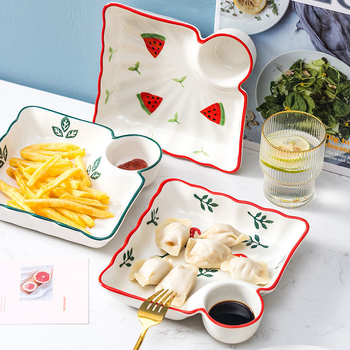 Πορσελάνινη πιατέλα για γεμιστά με διαχωριστικό, χειροποίητα ζωγραφισμένη σε ιαπωνικό στυλ, υλικό: νέο οστό πορσελάνης, δυνατότητα προσθήκης λογότυπου, κατάλληλο δώρο