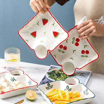 Πορσελάνινη πιατέλα για γεμιστά με διαχωριστικό, χειροποίητα ζωγραφισμένη σε ιαπωνικό στυλ, υλικό: νέο οστό πορσελάνης, δυνατότητα προσθήκης λογότυπου, κατάλληλο δώρο