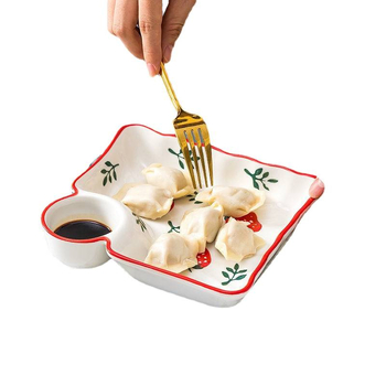 Πορσελάνινη πιατέλα για γεμιστά με διαχωριστικό, χειροποίητα ζωγραφισμένη σε ιαπωνικό στυλ, υλικό: νέο οστό πορσελάνης, δυνατότητα προσθήκης λογότυπου, κατάλληλο δώρο