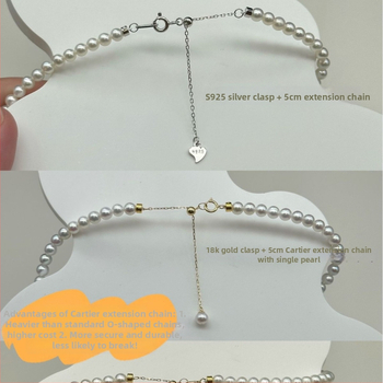 Freshwater perlų vėrinys, tobula apskritos formos, Millet karoliukų grandinė, 18K auksinis užsegimas, 925 sidabro priedai