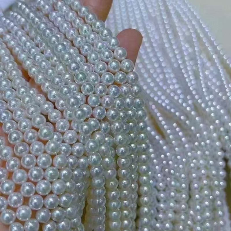 Κολιέ με μαργαριτάρια γλυκού νερού, τέλεια στρογγυλή μορφή, αλυσίδα Millet με χάντρες, κούμπωμα από 18K χρυσό, εξαρτήματα από ασήμι 925