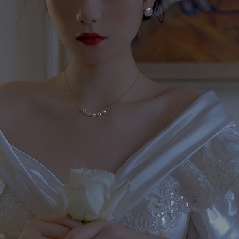 Colier cu perle, lucrat manual, lanț încrucișat, stil proaspăt și dulce